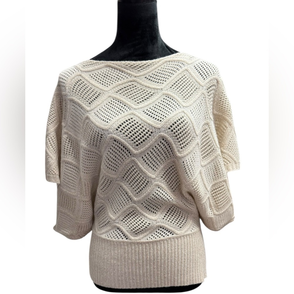Magaschoni Cream Textured Cashmere Knit Sweater Size Small​